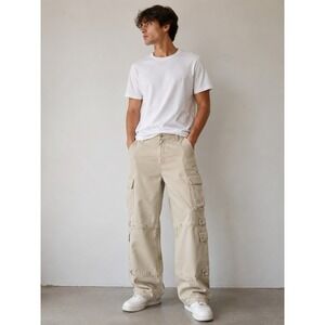 PacSun Men's Baggy Fit Wide Leg Cargo Pants 29x30 Khaki NWT MSRP $69.95